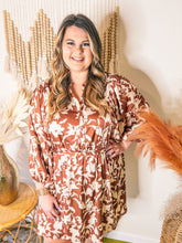 Load image into Gallery viewer, Plus Caramel Floral Blouse Dress