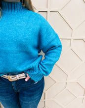 Load image into Gallery viewer, Electric Blue Turtle Neck Sweater