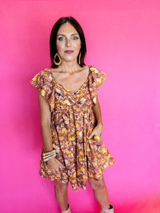 Toasted Fall Floral Babydoll Dress
