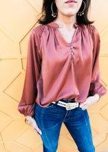 Load image into Gallery viewer, Cinnamon Texture Shoulder Blouse