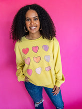 Load image into Gallery viewer, Yellow Multi Heart Sweatshirt