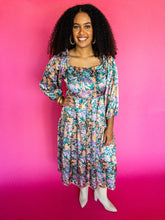 Load image into Gallery viewer, Green &amp; Lavender Floral Boho Midi