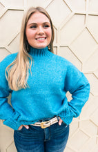 Load image into Gallery viewer, Electric Blue Turtle Neck Sweater