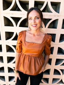 Faux Leather Peplum Tops