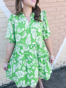 Spring Green Floral Dress