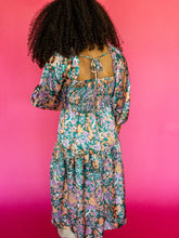 Load image into Gallery viewer, Green &amp; Lavender Floral Boho Midi