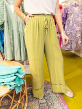 Load image into Gallery viewer, Avocado Wide Leg Linen Pants