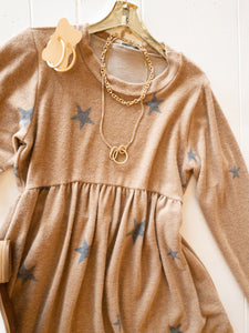 Caramel Stars Babydoll Dress